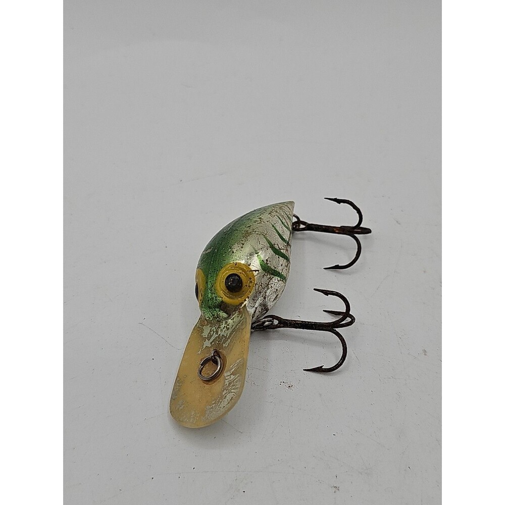 Vintage Pre Rapala Storm Wiggle Wart Metallic Silver Green Back